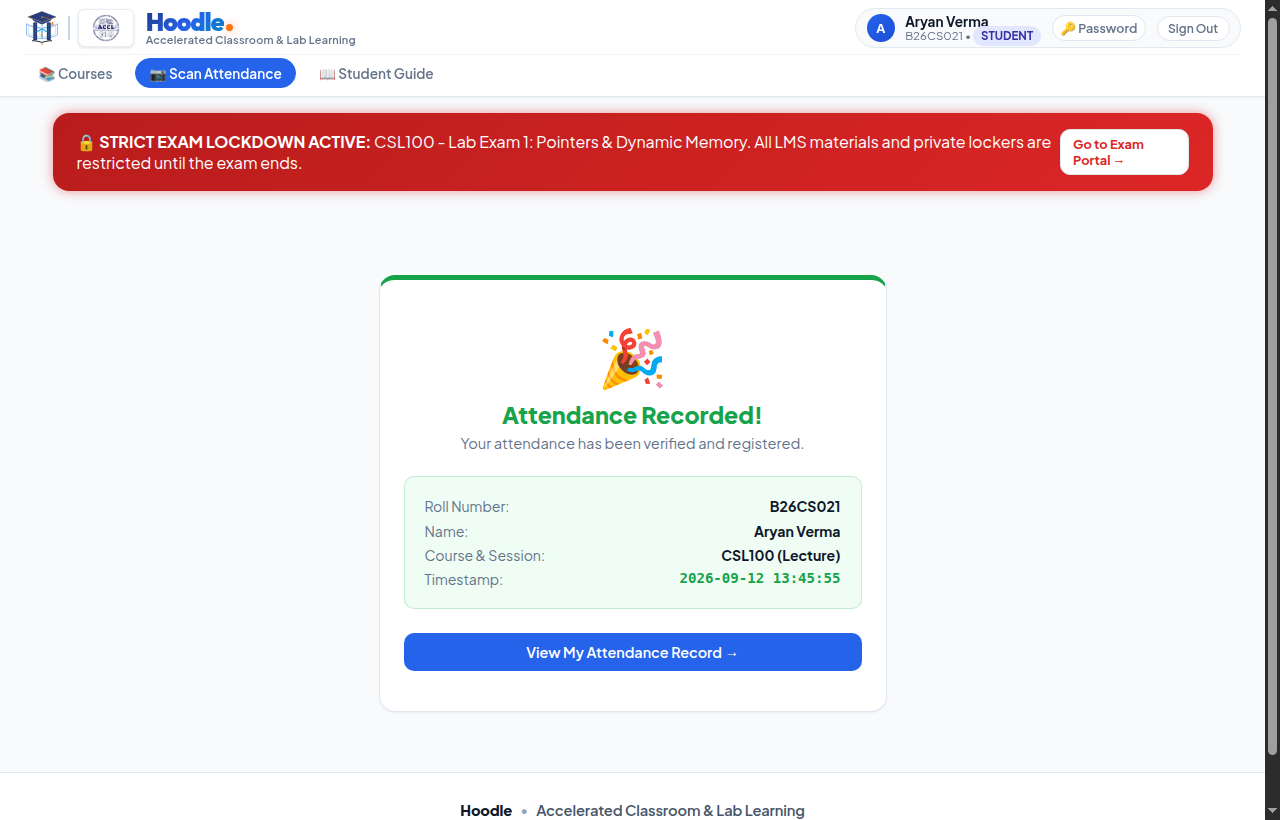 Attendance Success Screen